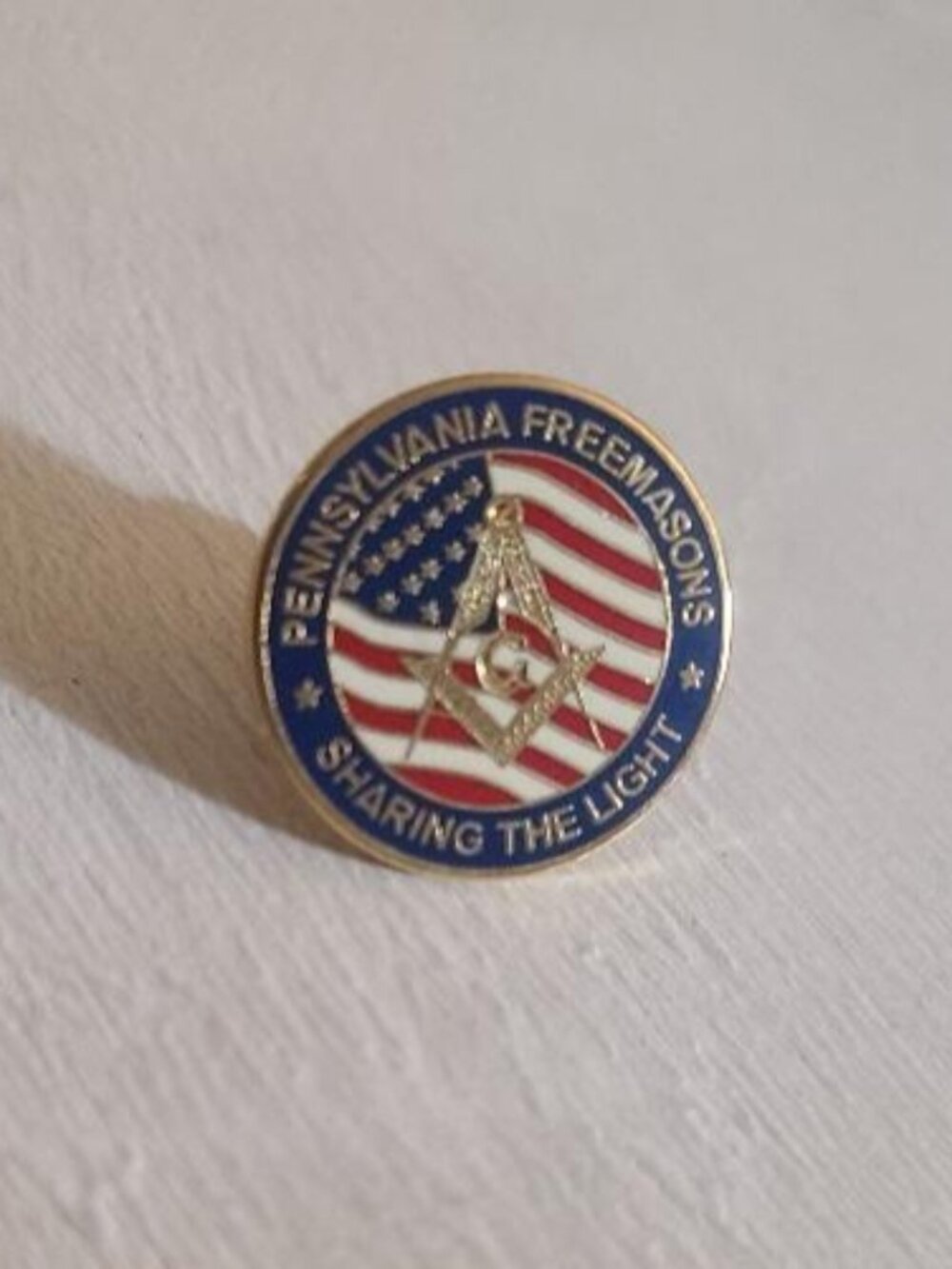 Pennsylvania Freemasons Vintage Masonic American Flag Lapel Pin Tie Tack Brooch